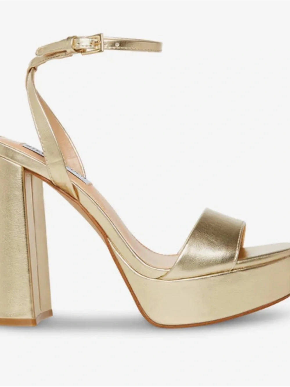 Steve Madden Metallic Gold/Champagne Platform Ankle-Strap Heels Pumps